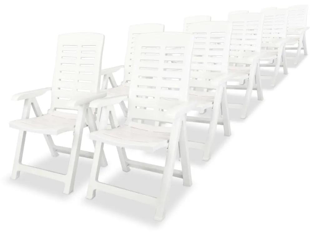 Set mobilier de exterior, 11 piese, alb, plastic Alb, 11