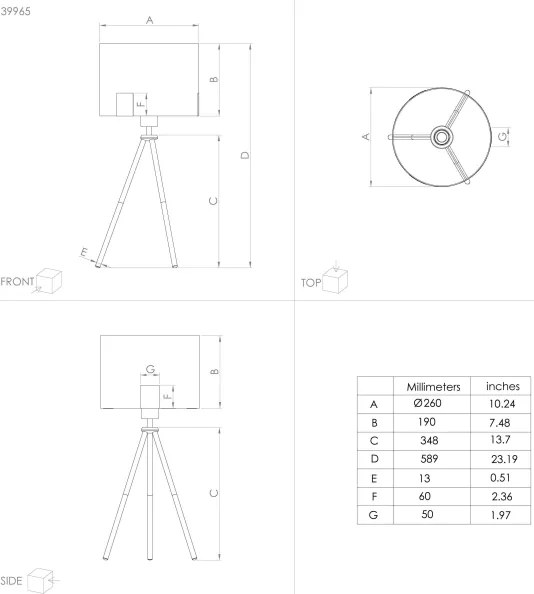 Lampă de masă Eglo 39965 TORTOLA 1xE27/40W/230V negru/auriu