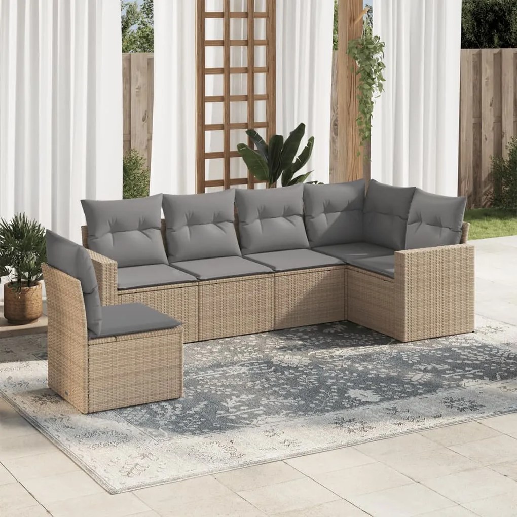 vidaXL Set canapele de grădină cu perne, 6 piese, bej, poliratan