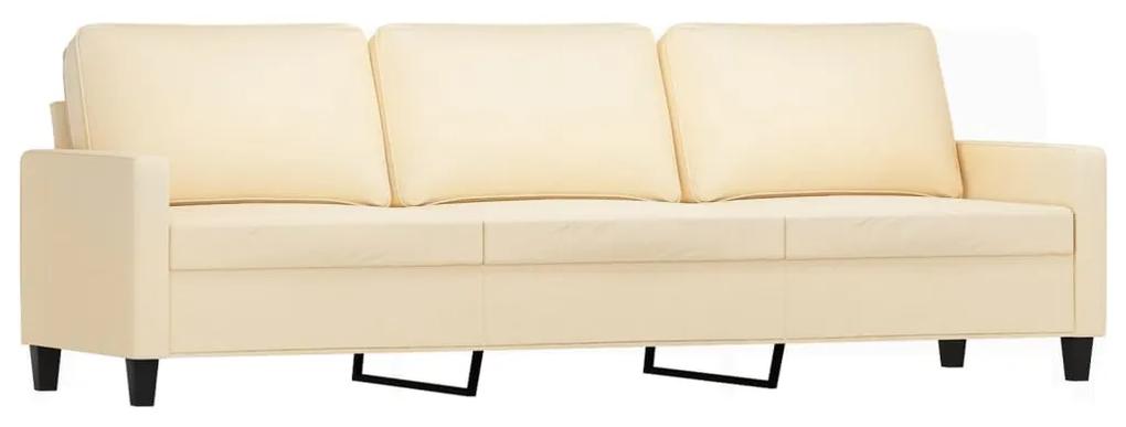 Canapea cu 3 locuri si taburet, crem, 210 cm, textil