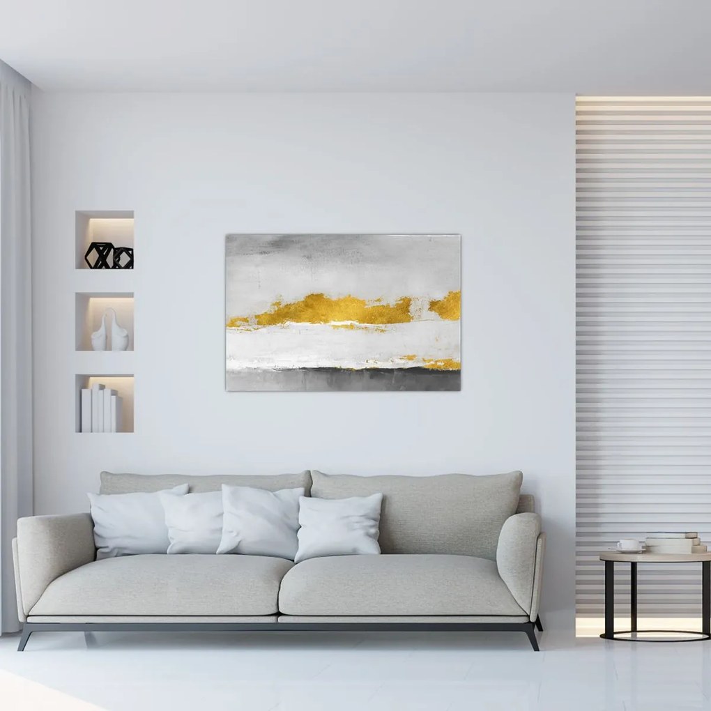 Tablou - Mișcări aurii și gri (90x60 cm)