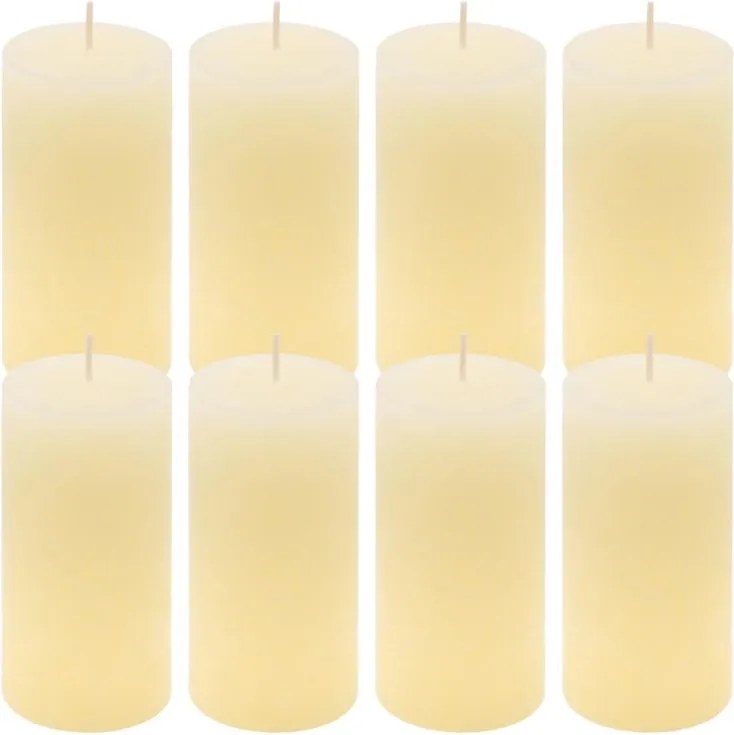 Set de lumânări rustice, 10 cm, Ø 5 cm, crem, 8 buc