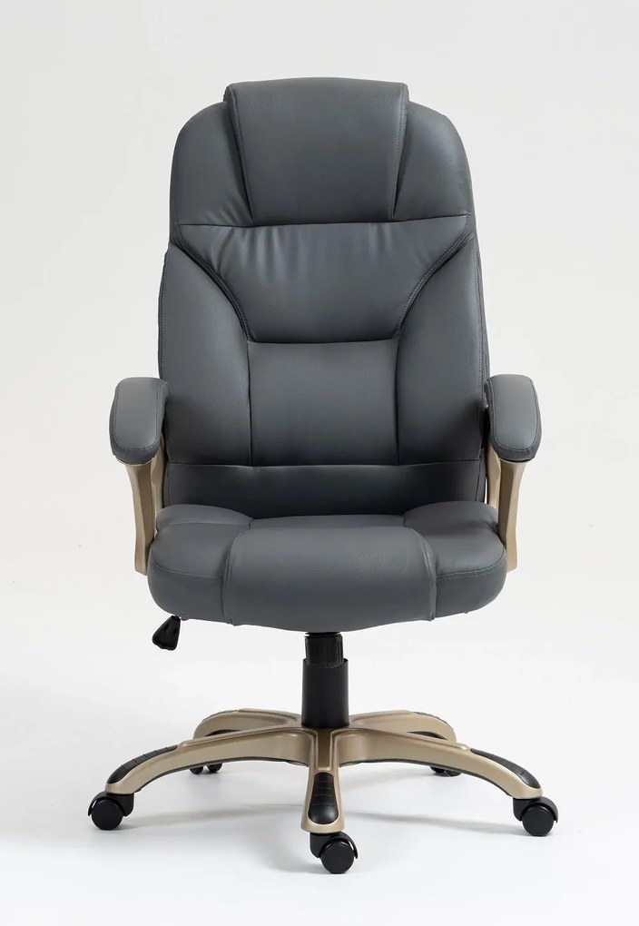 Scaun directorial, recliner, pivotant, inaltime reglabila, piele PU, Gri