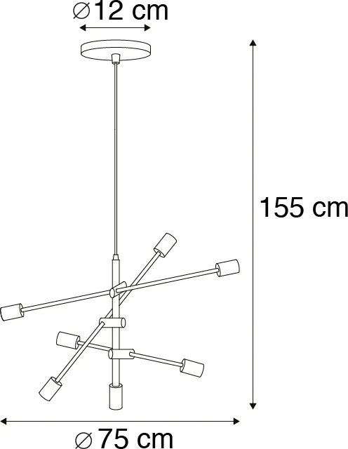 Lampă suspendată inteligentă industrială neagră incl. 6 WiFi ST64 - Sydney