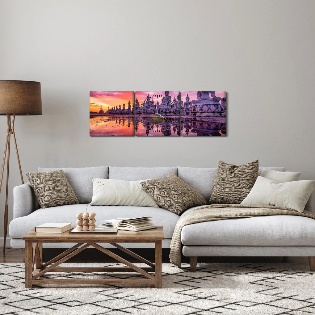 Tablou - Buddha la apus (cu ceas) (90x30 cm)