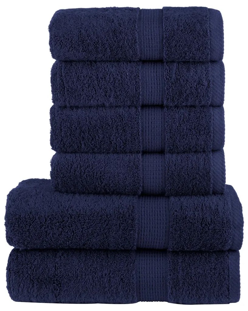 vidaXL Set de prosoape premium SOLUND, 6 piese, bleumarin, 600 g/m²