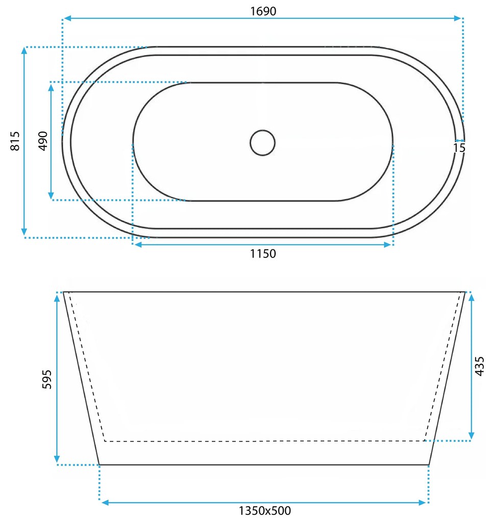 Cadă acrilică freestanding GAJA 170