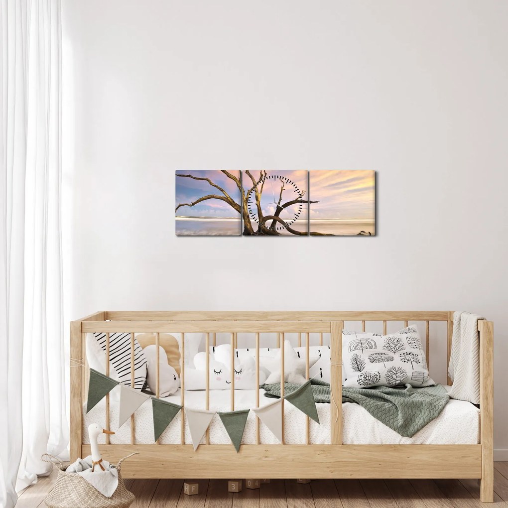 Tablou - Copacul în ocean (cu ceas) (90x30 cm)