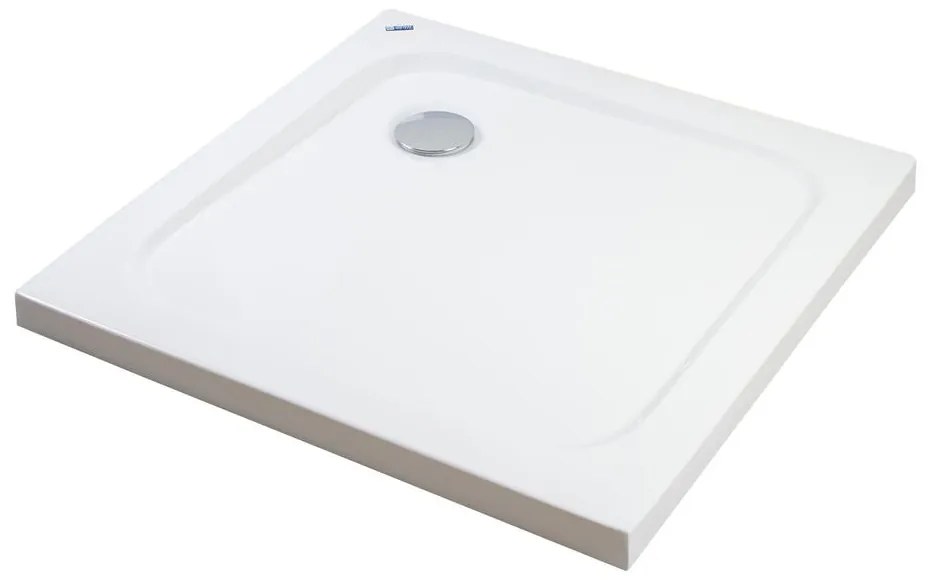 Coria 100x100x5 cm tăviță de duș pătrată, acrilică, cu sifon inclus