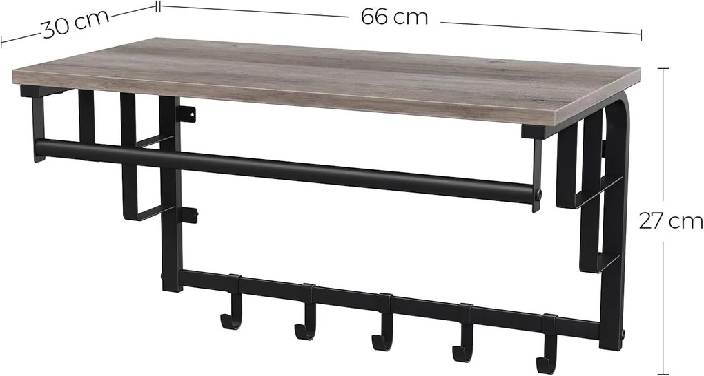 Raft gri cu umerase TAYLOR TRUFFLE 66x30x27 cm