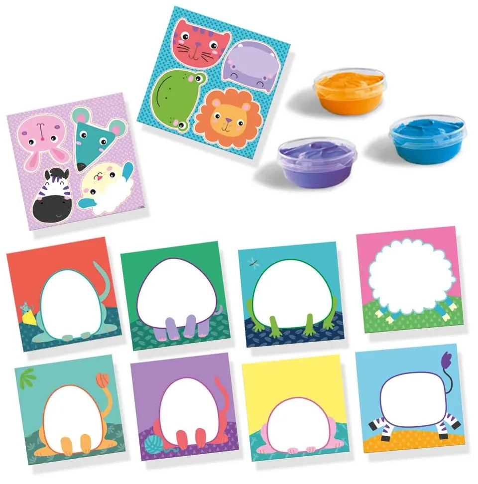 My first - Set acuarele pentru degete si tablouri cu animale de jucarie