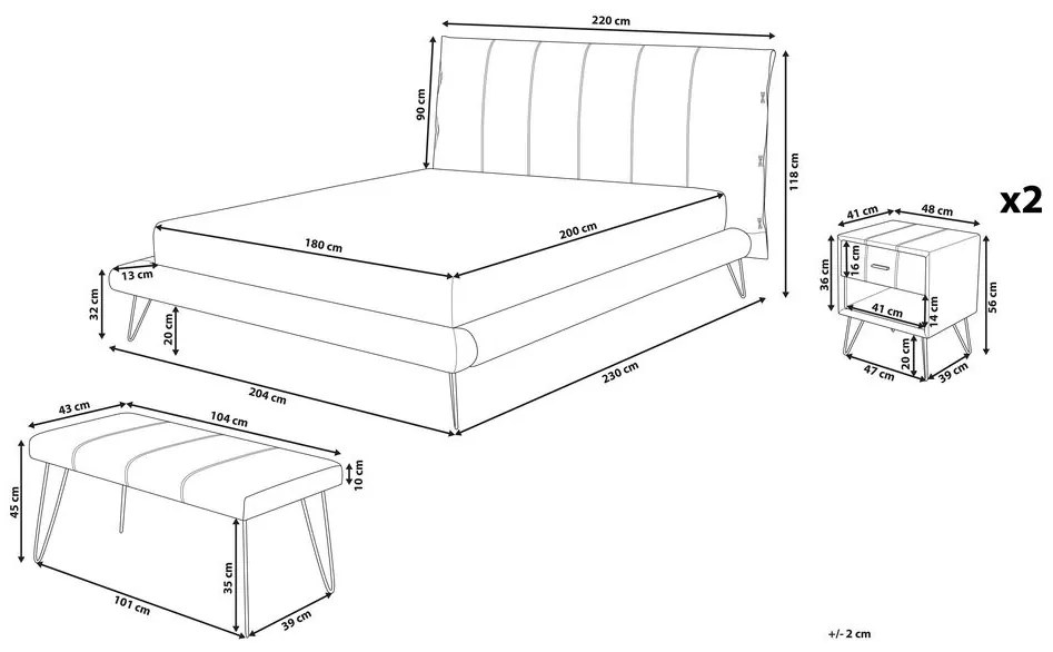 Dormitor BETTEA (cu pat inclus 180x200 cm) (alb). Promo -19%. 1022625