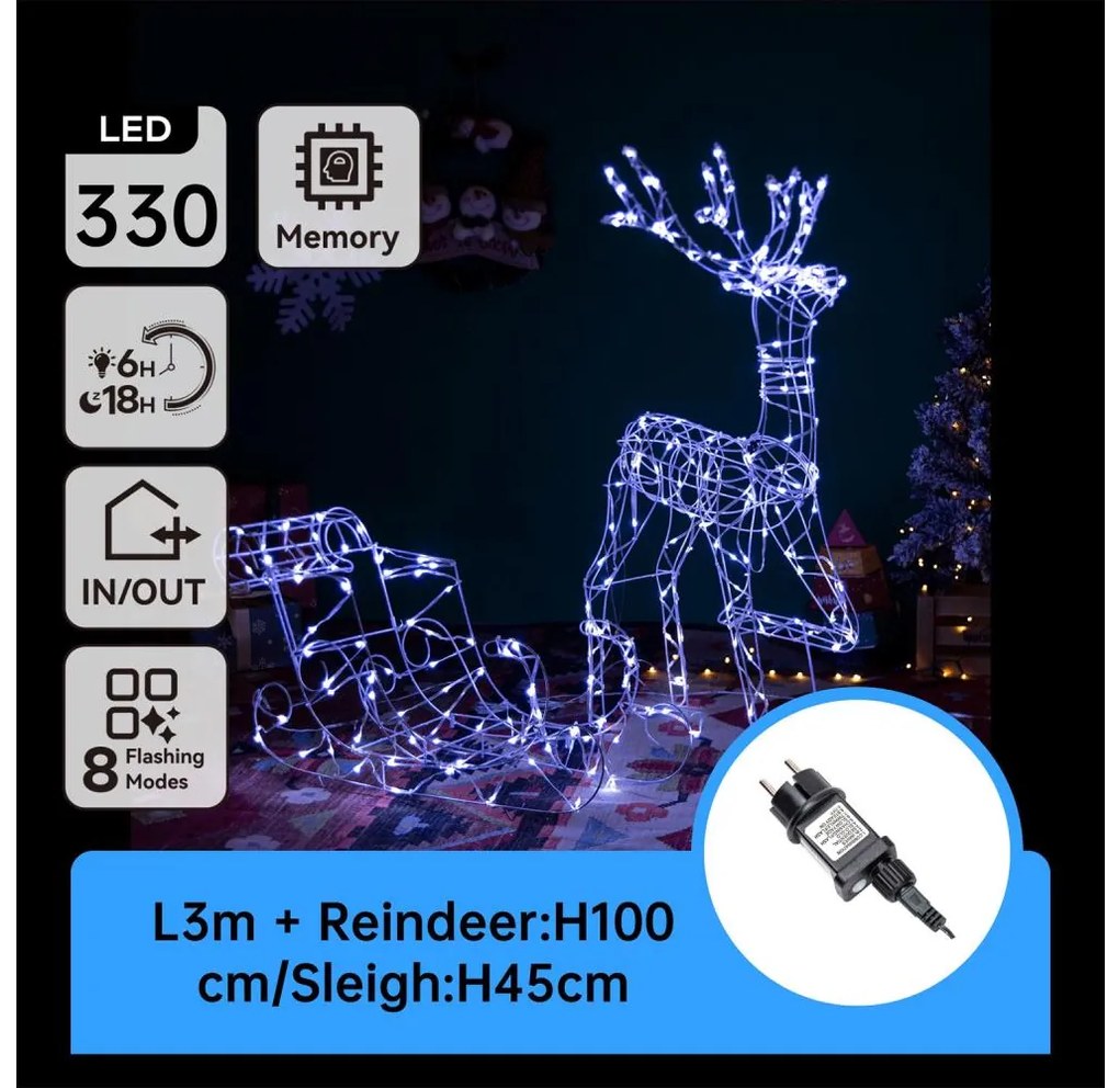 Aigostar-LED Ren cu sanie, decorațiune LED de exterior, 3,6W, 31 LED-uri, 230V, 6500K, 90/45 cm, IP44