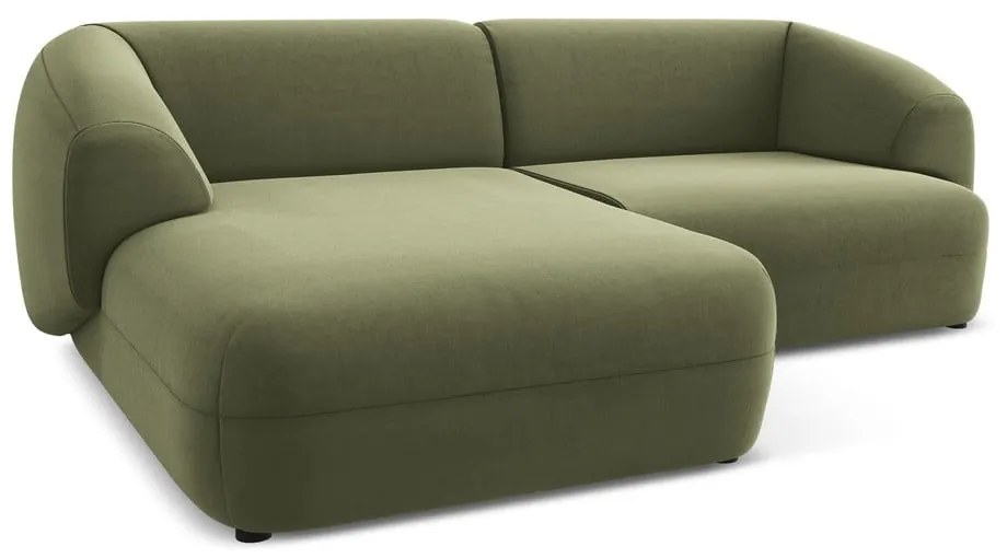 Colțar verde cu tapițerie din catifea (cu colț pe partea stângă) Moana – Makamii