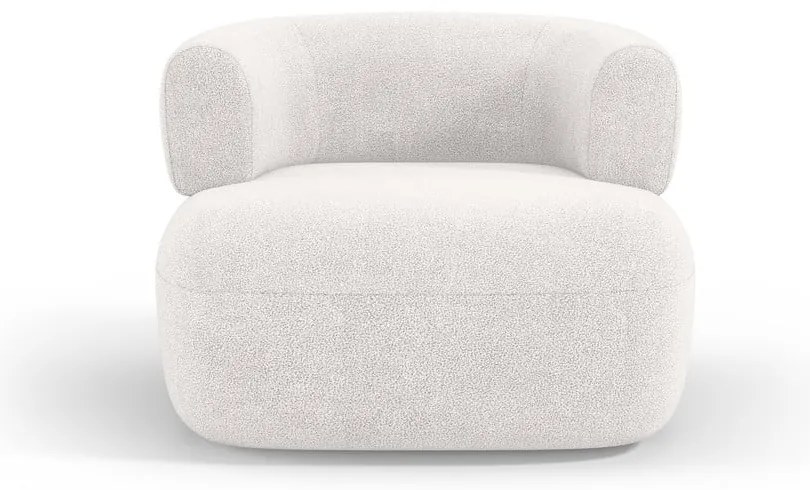 Fotoliu alb cu tapițerie din stofă bouclé Jenny – Micadoni Home