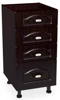 Corp inferior 40 cu 4 sertare Zebra MDF mustata wenge