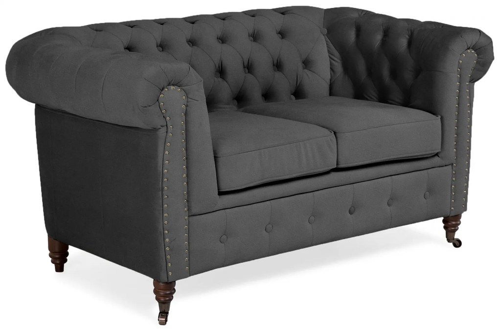 Canapea Chesterfield, 2 locuri, Gri, 150x80x86 cm