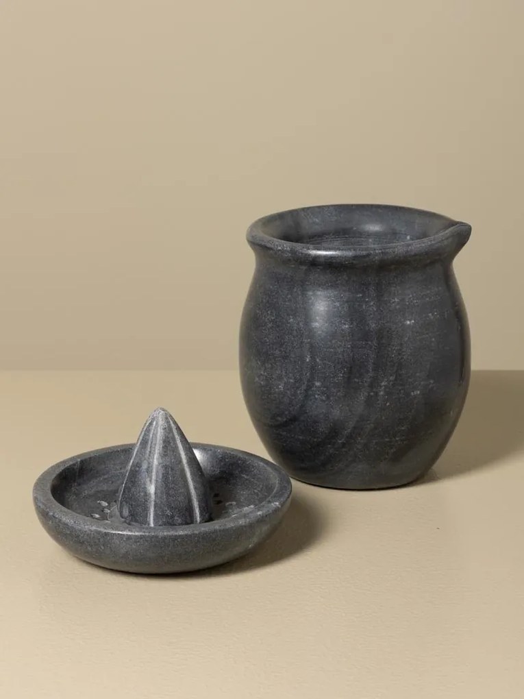 Storcător de citrice din marmură gri antichizat, finisaj mat, 20 × 13 cm, „Grey Marble"