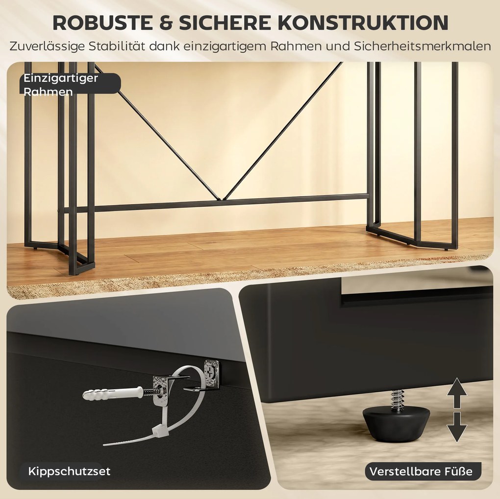 HOMCOM Birou mic pentru calculator cu 2 sertare, birou cu suprafață mare de lucru 120 x 60 x 77 cm Negru | Aosom Romania