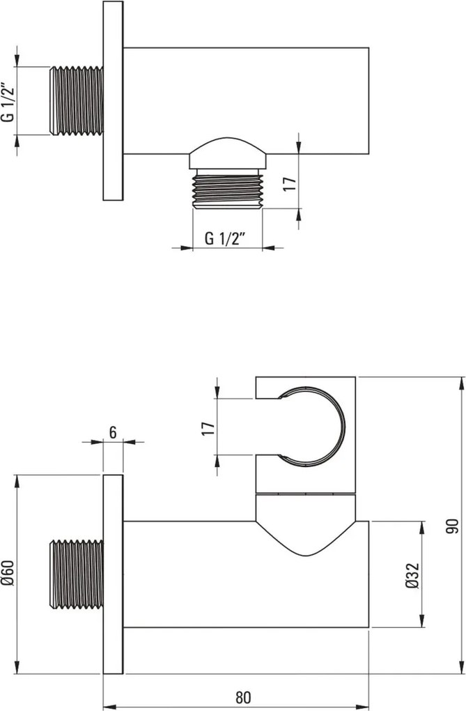 Racord unghiular pentru furtun de dus, cu suport, bronz, Deante Silia Bronz