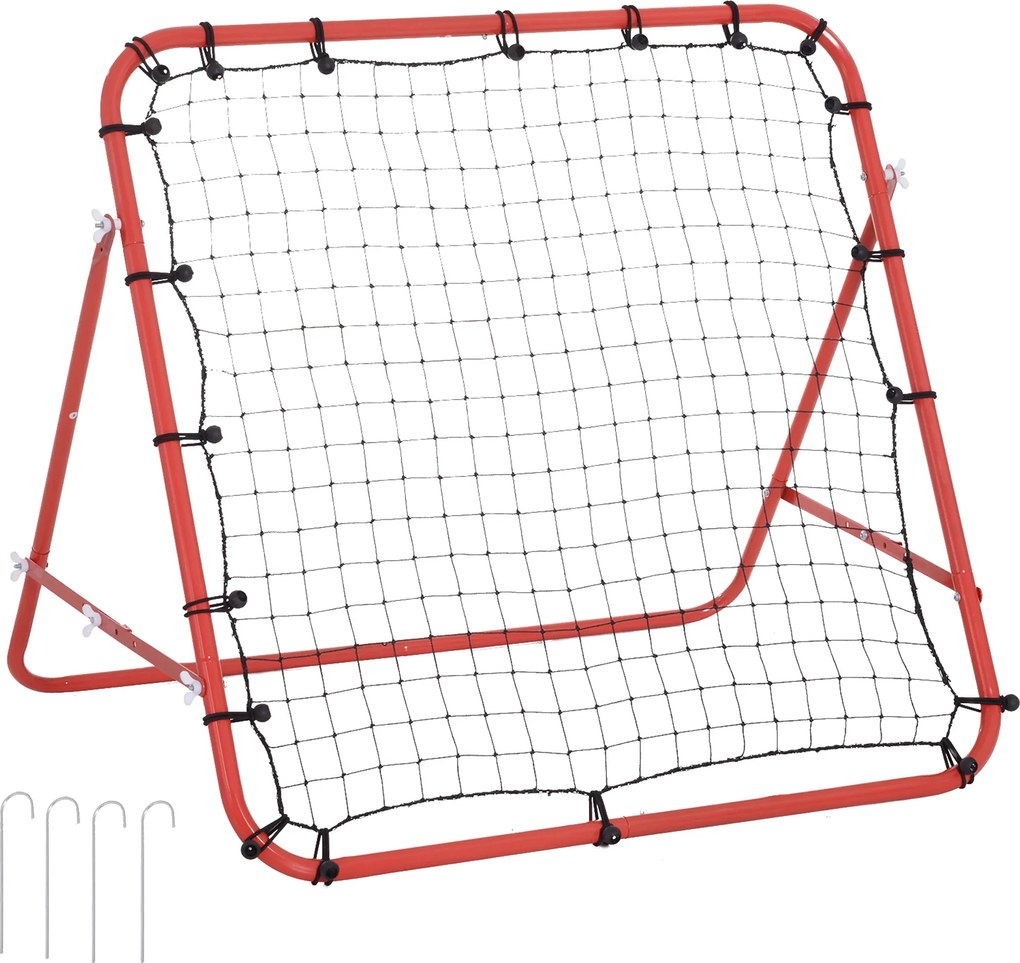 HOMCOM Plasă de revenire din metal unghi reglabil și 20 de corzi elastice pentru antrenament fotbal, tenis, handbal 96x80x96 | Aosom Romania