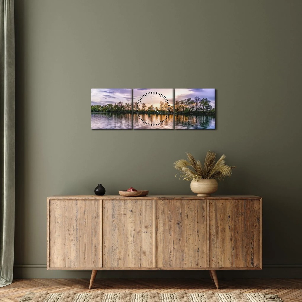 Tablou cu lac (cu ceas) (90x30 cm)