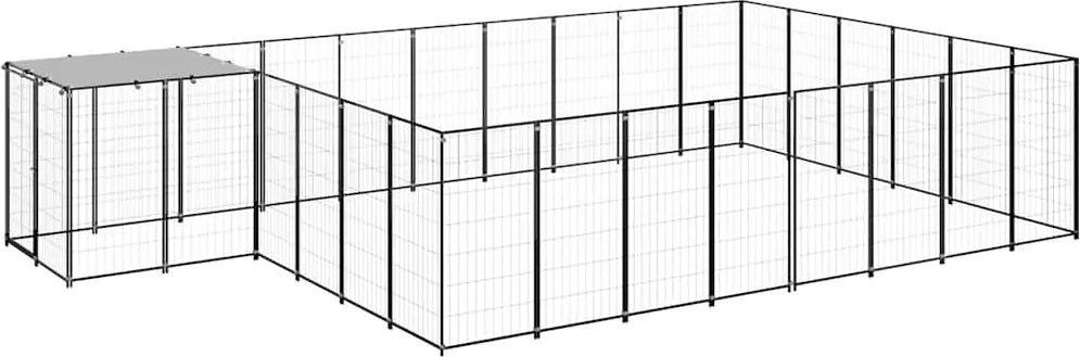 vidaXL Padoc pentru câini, negru, 15,73 m², oțel