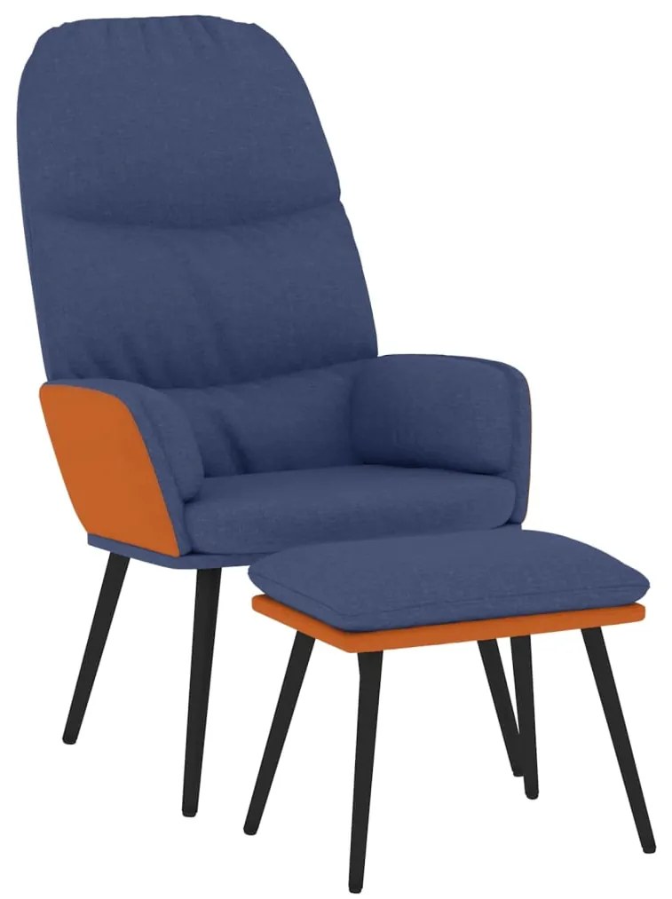 3097368 vidaXL Scaun de relaxare cu taburet, albastru, textil