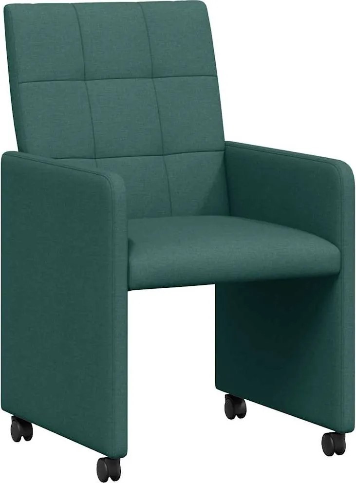 vidaXL Scaune de dining cu roți 2 pcs Verde închis 58 x 65 x 94 cm