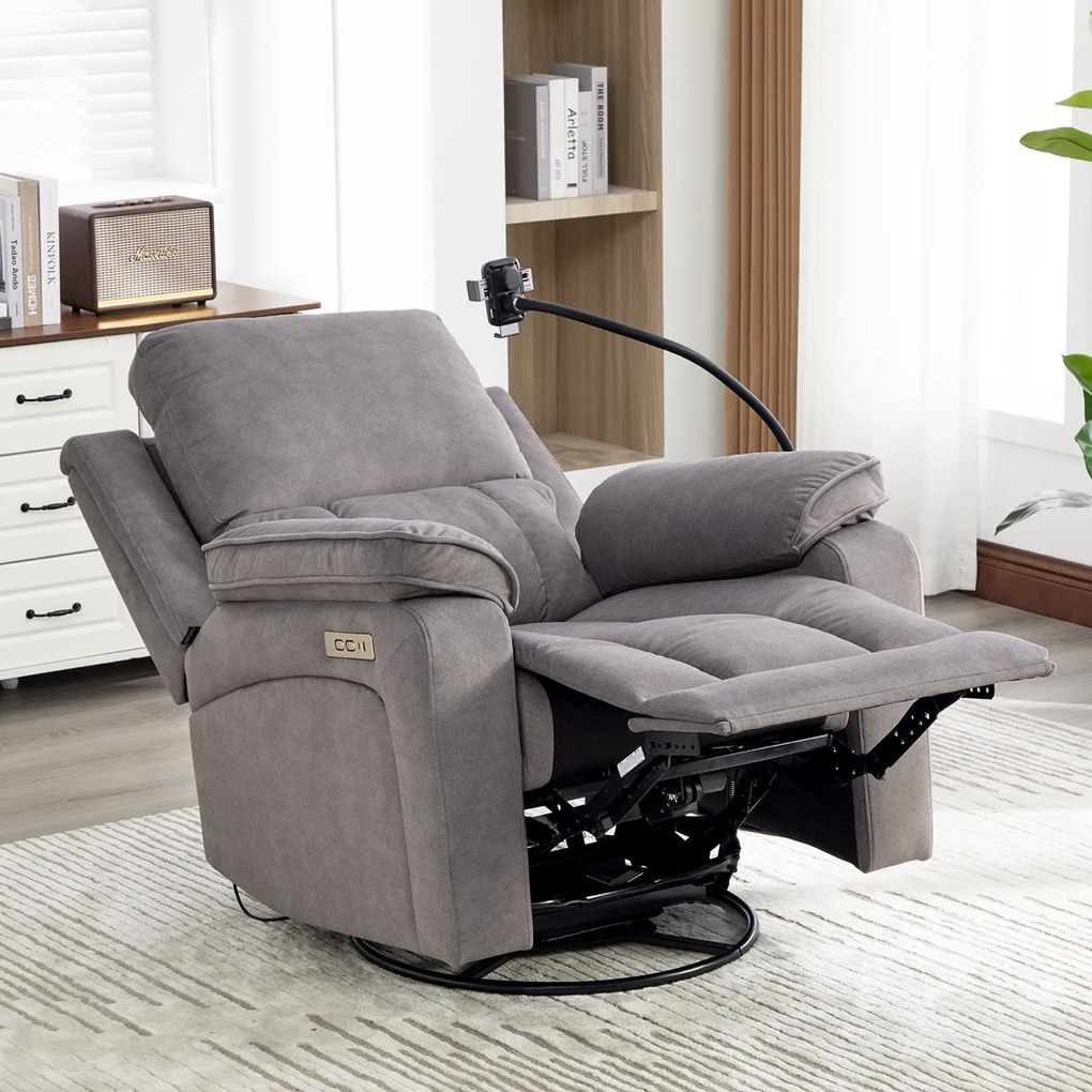 Fotoliu recliner electric dumonde cu funcție de balansare ,rotire și incarcare wirelles Elvara