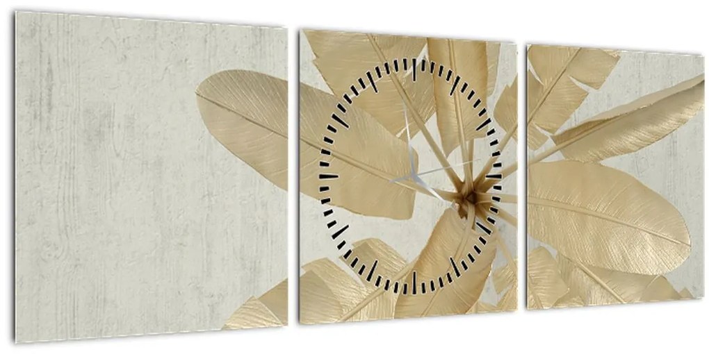 Tablou cu pene da găscă (cu ceas) (90x30 cm)