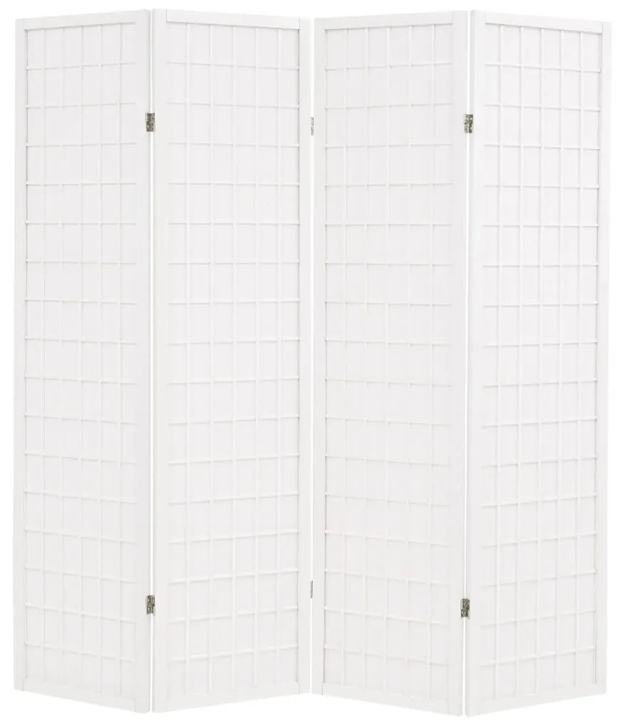 Paravan pliabil cu 4 panouri, stil japonez, 160x170 cm, alb