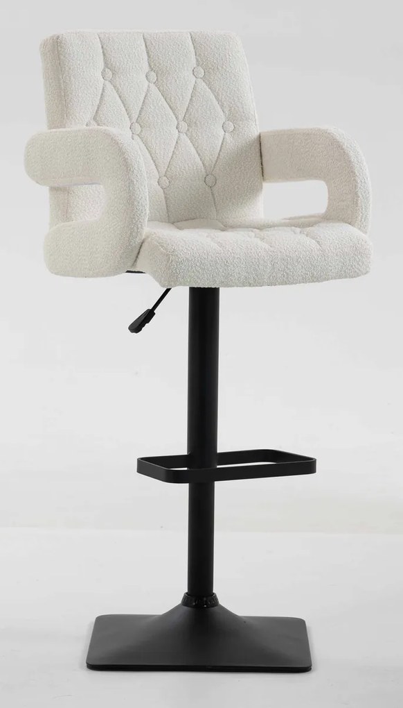 HR8404KW Scaun Crem Boucle cu Bază Neagră