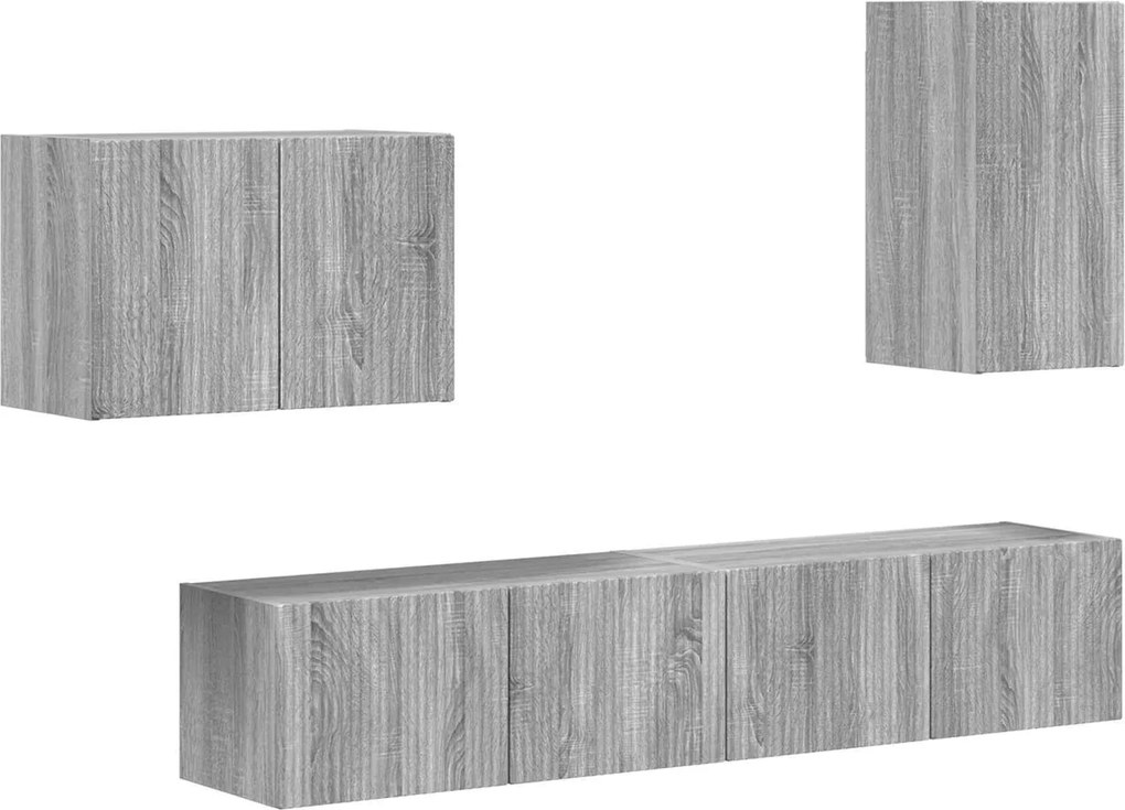 vidaXL Set Dulap pentru Televizor Montat pe Perete 4 pcs Gri Sonoma