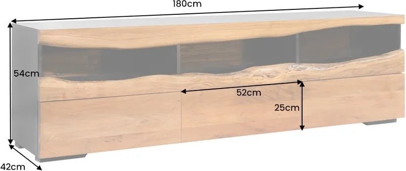 Comoda TV din lemn masiv GRAND ACACIA 180cm cu iluminat