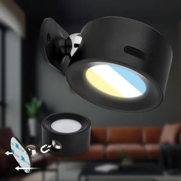 Briloner 3896015 - Aplica LED de perete TARI, reglabilă, reîncărcabilă LED/1,6W/5V 1500 mAh neagră