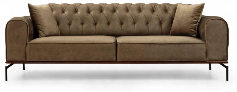 Canapea Extensibilă cu 3 Locuri Siesta With Capitone 3 Seater, Maro