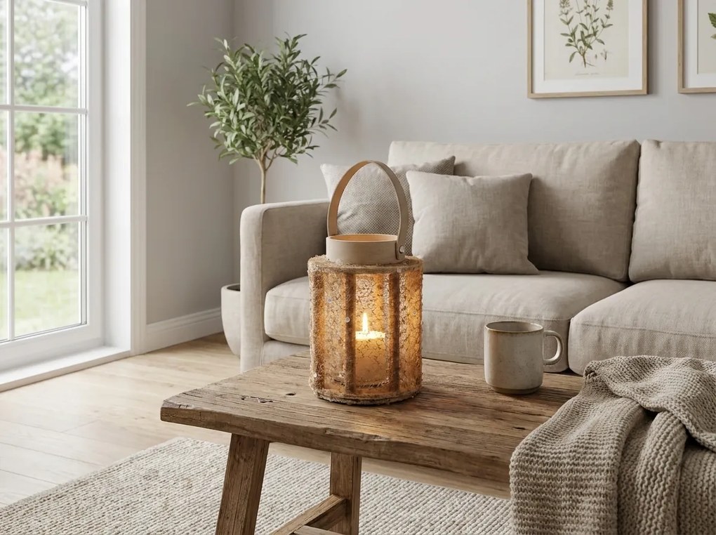 Lampa cu sclipici NATUR GLAM 26 cm, naturala
