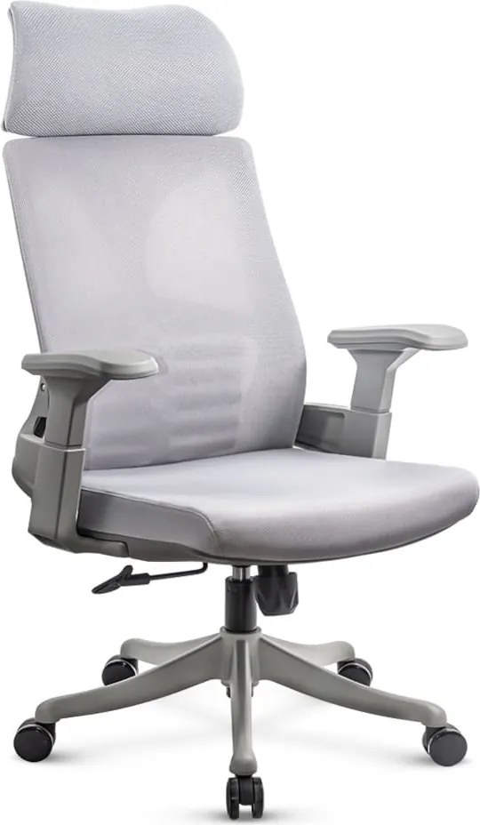 Scaun ergonomic din mesh cu suport lombar si tetiera SYYT 9514 gri