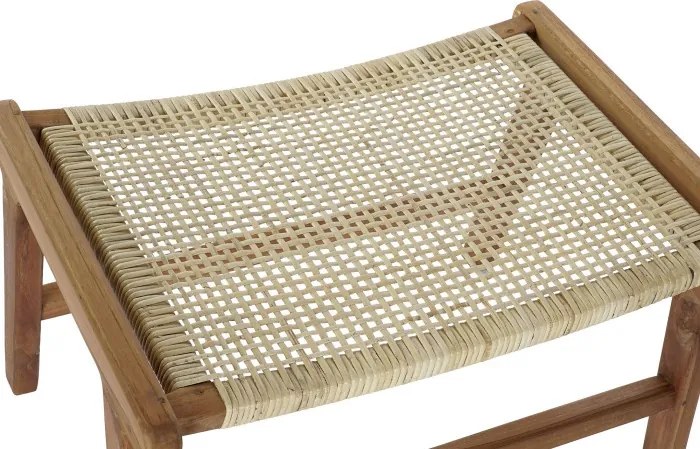 Taburet din lemn de tec si rattan, " Tequro "
