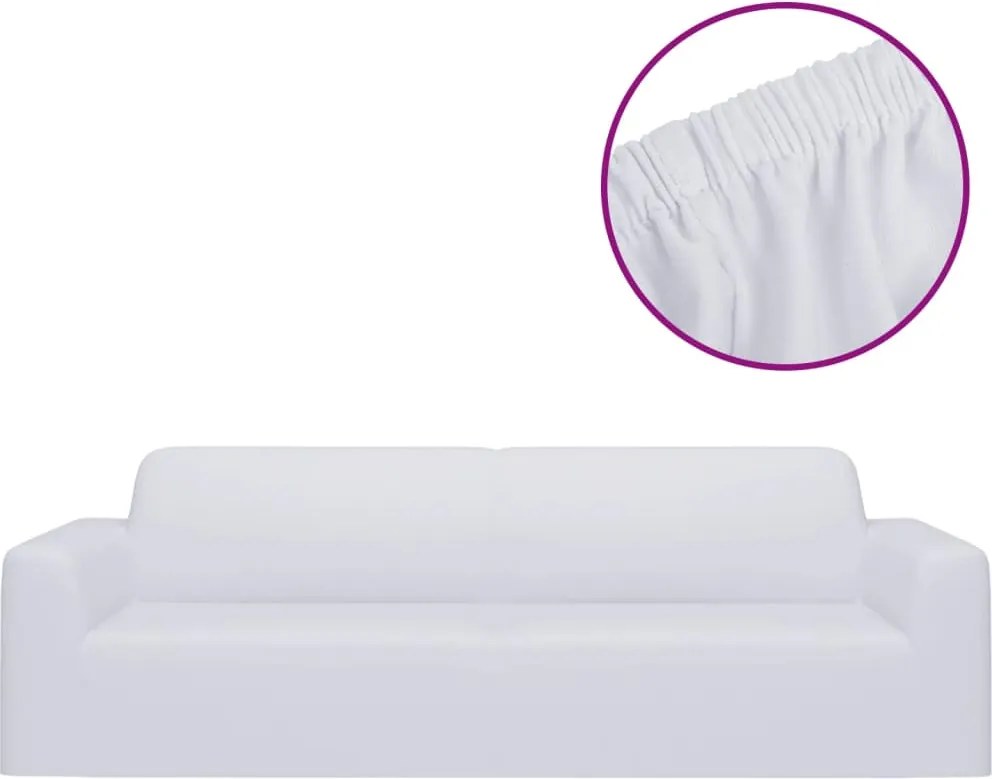 vidaXL Husă elastică pentru canapea cu 3 locuri poliester jersey alb