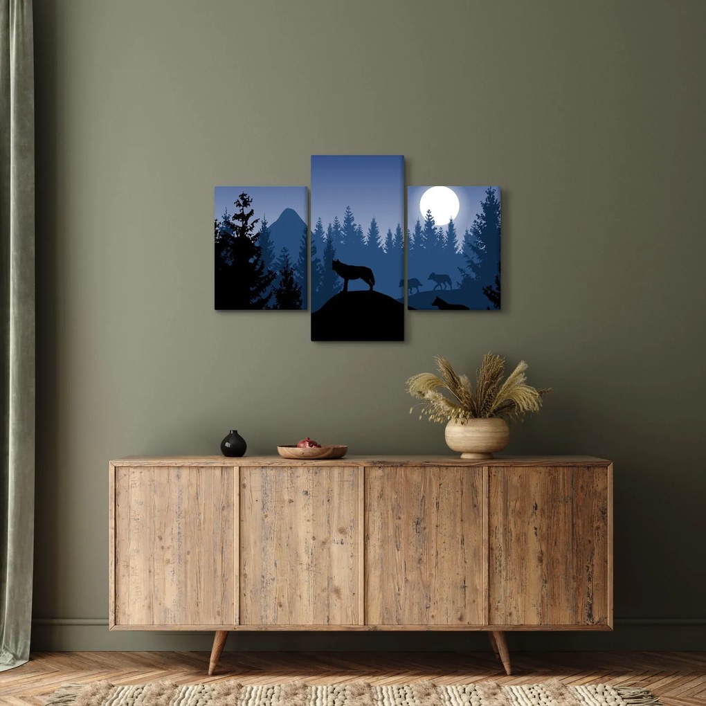 Tablou - Haita de lupi sub lună plină (90x60 cm)
