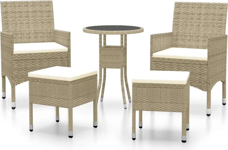 vidaXL Set mobilier de grădină, 5 piese, bej, poliratan