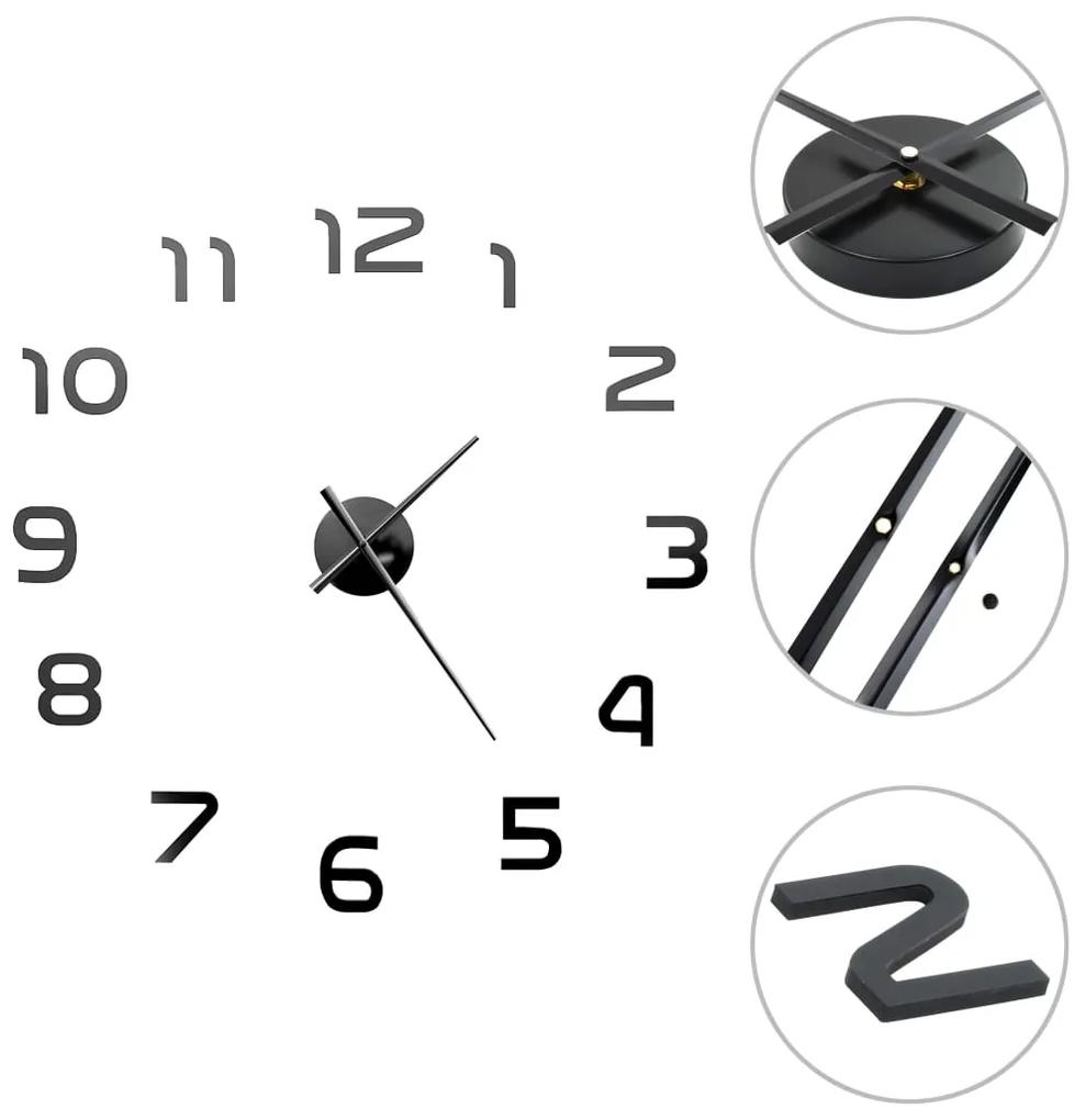 Ceas de perete 3D, negru, 100 cm, XXL, design modern Negru