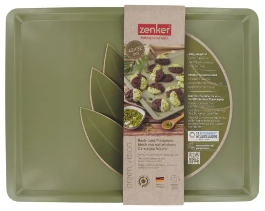 Tavа pentru copt Zenker 7457, 42x32 cm, Acoperire ILAG Maximizing Green, Pana la 180°C, Verde