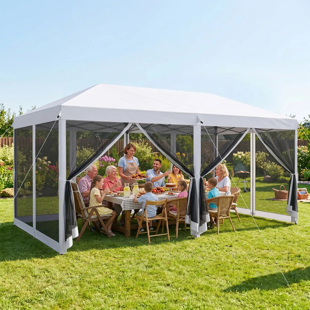 Outsunny Foisor de gradina cu plasa de tantari, alb, 3x6m | Aosom Romania