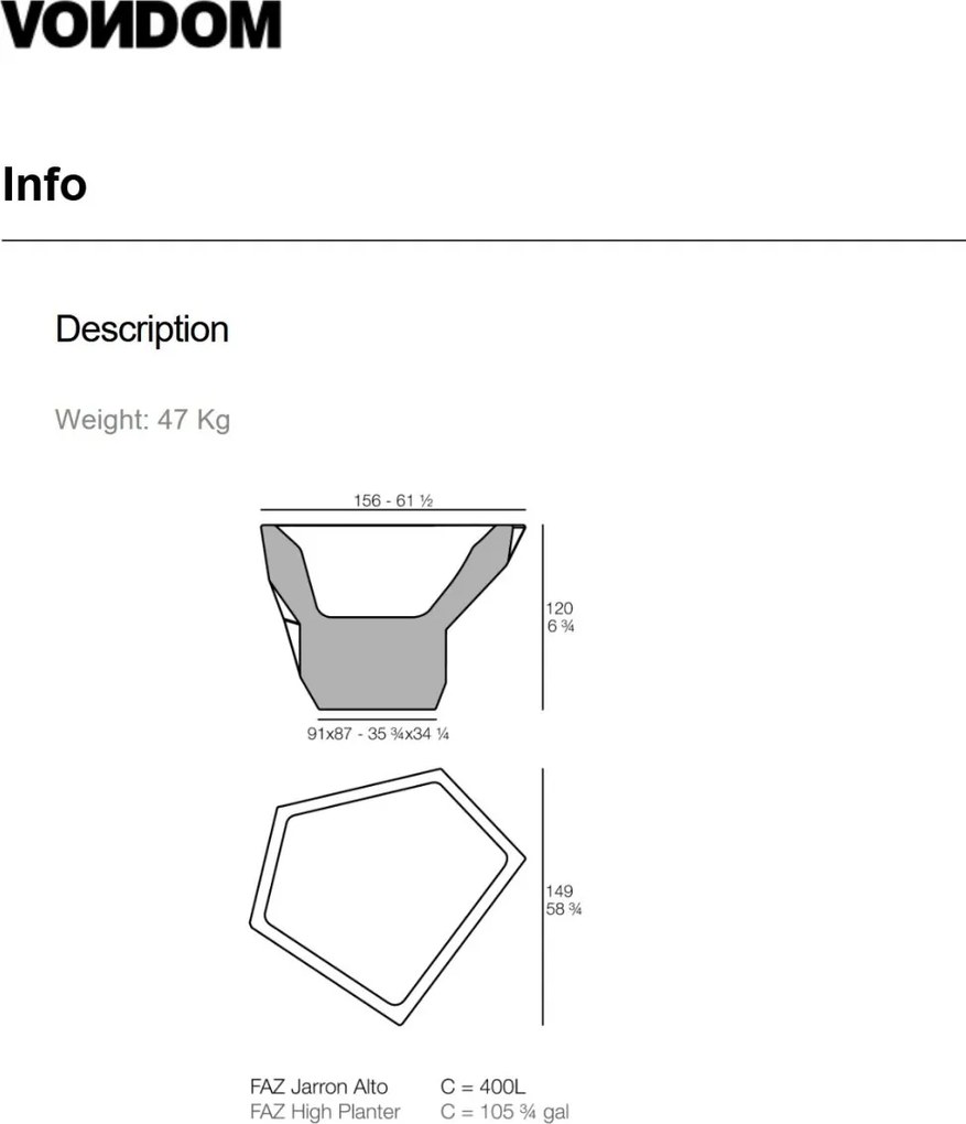 Ghiveci plante design decorativ modern exterior/interior FAZ POT 160x150x120cm