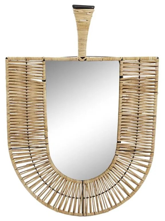 Oglindă de perete dkd home decor maro ratan evantai tropical (50 x 2,5 x 72 cm)