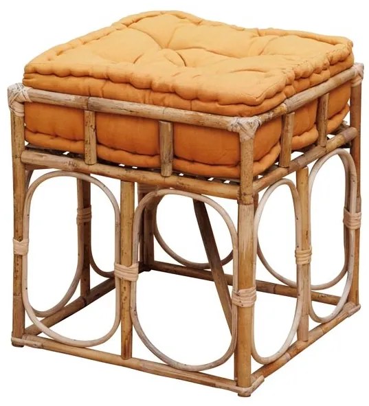 Taburet orange, din rattan si bumbac, India
