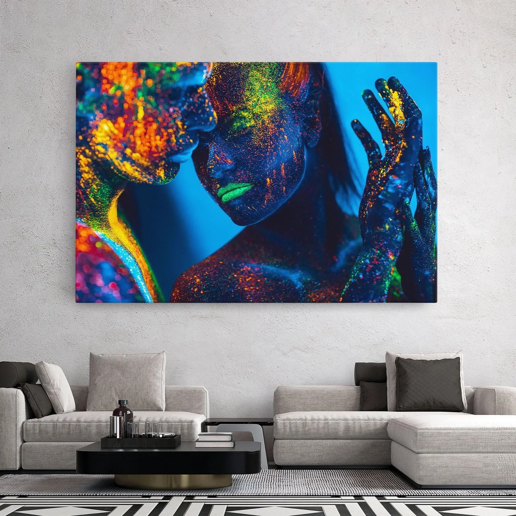 Tablou Canvas, 30x40cm, Dormitor si Living, Abstracte, Culori vibrante, Fluorescent Couple